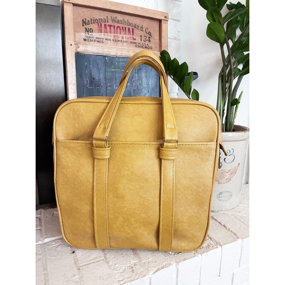 Samsonite Yellow Silhouette Ladies Petite Tote Carry On Luggage w/ Keys 60/70s